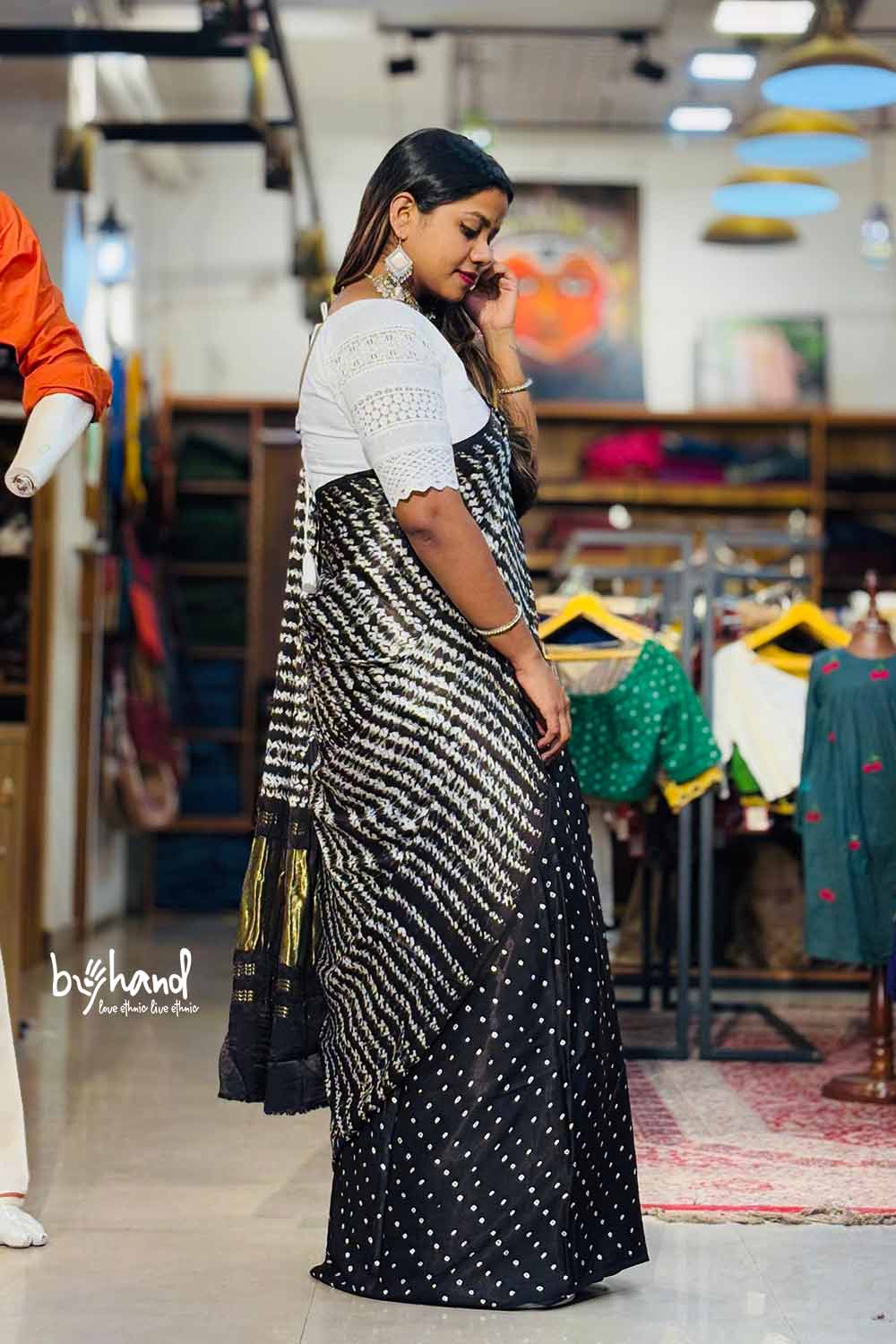 Black Modal Silk Saree