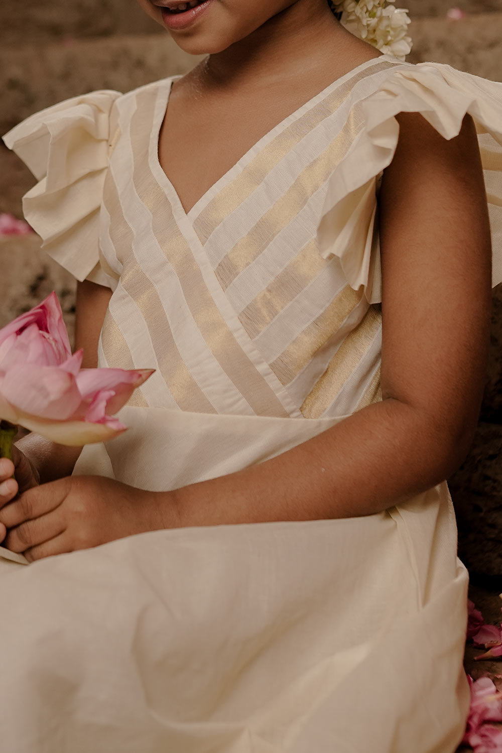 Golden Stripe Frock Kids