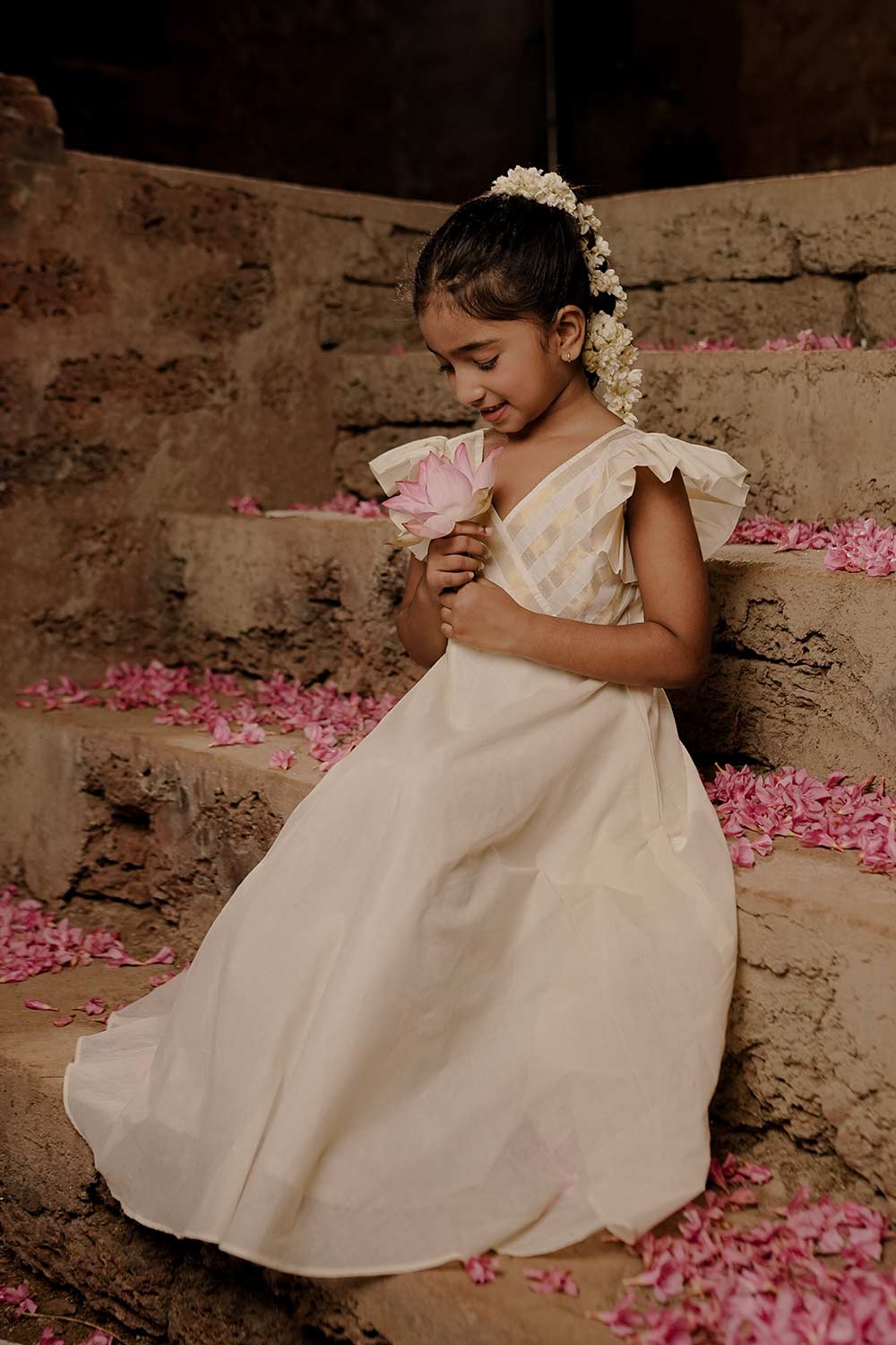 Golden Stripe Frock Kids