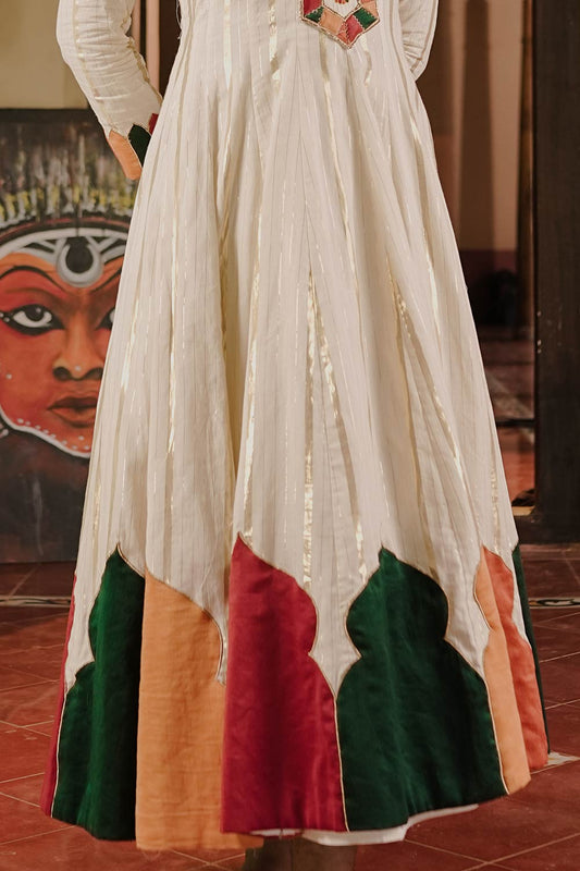 Offwhite and Multicolour Patch Anarkali