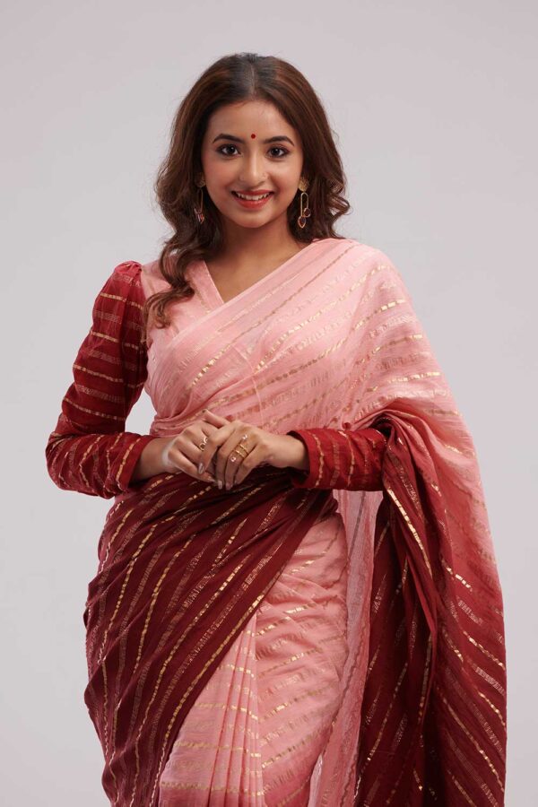 Maroon & Pink Ombre Saree