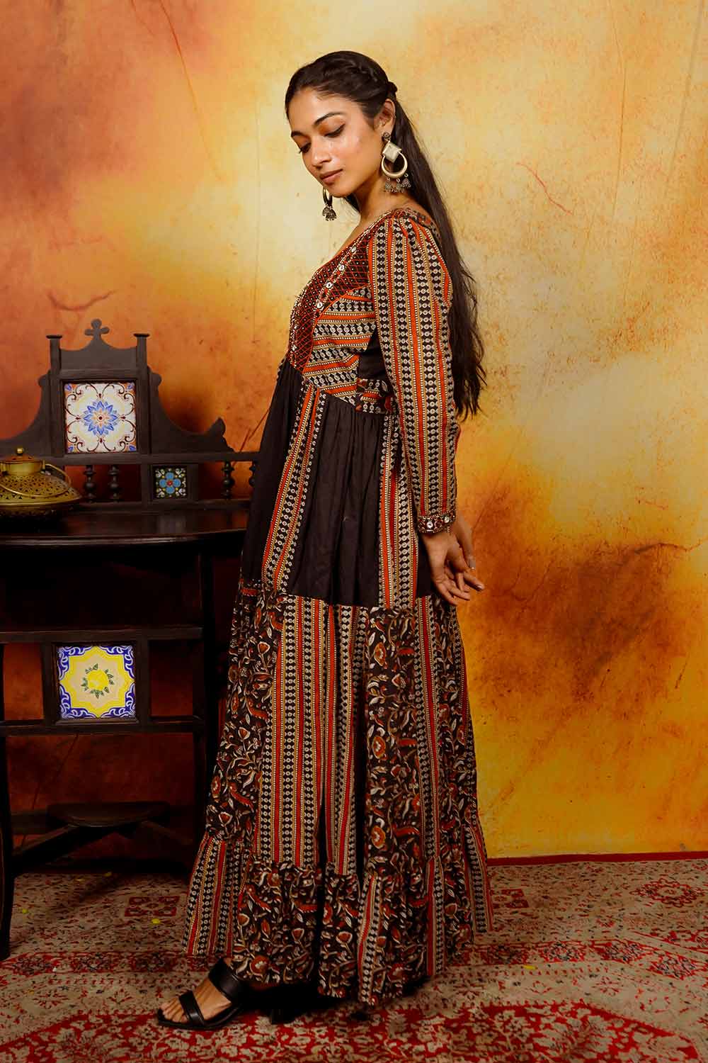 Black & Red Kalamkari Anarkali