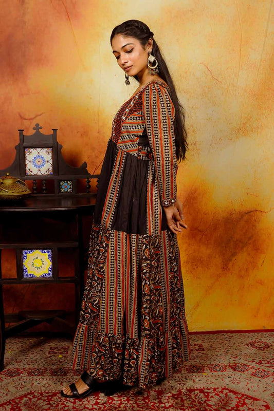Black & Red Kalamkari Anarkali