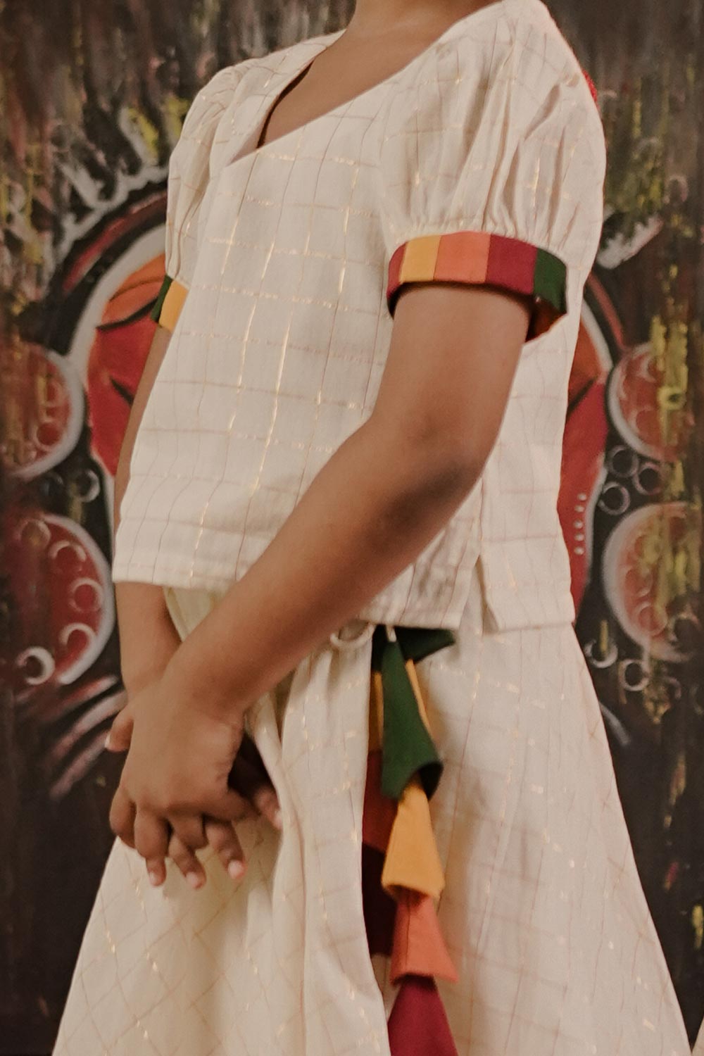 Offwhite Multi Colour Border Skirt & Top