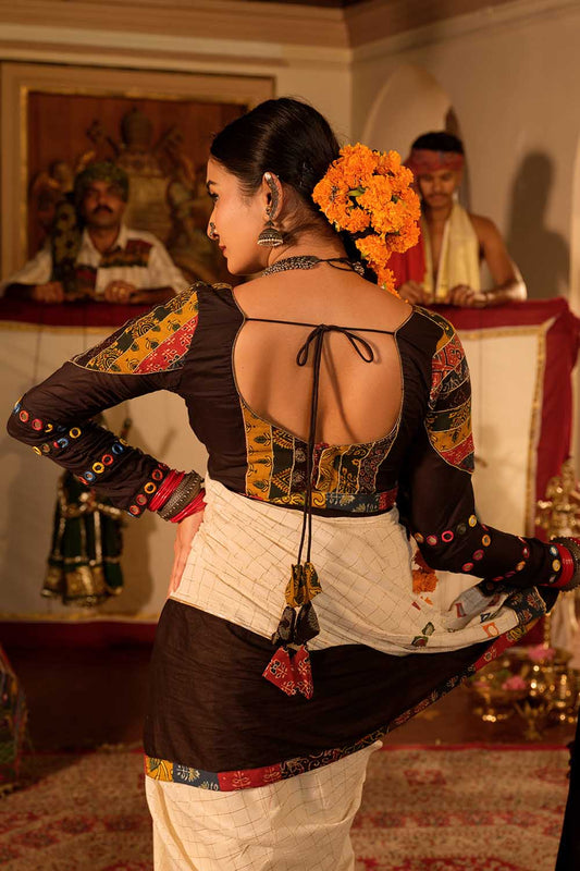 Ajrakh Multi Patch Full Sleeve Blouse