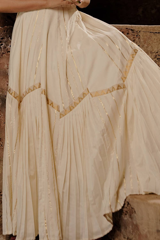 Off-white Half Pleated Skirt