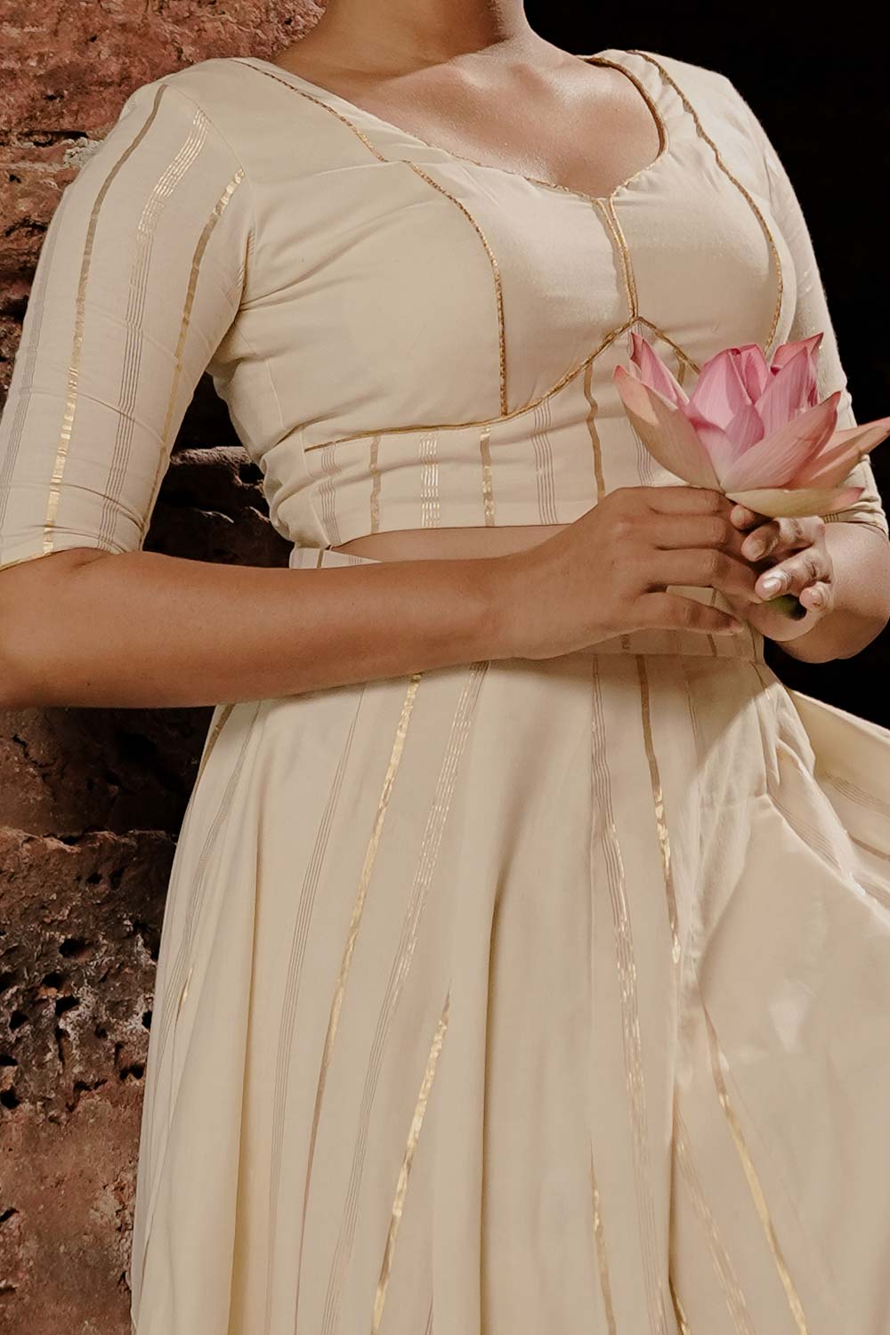 Off-white Half Pleated Skirt
