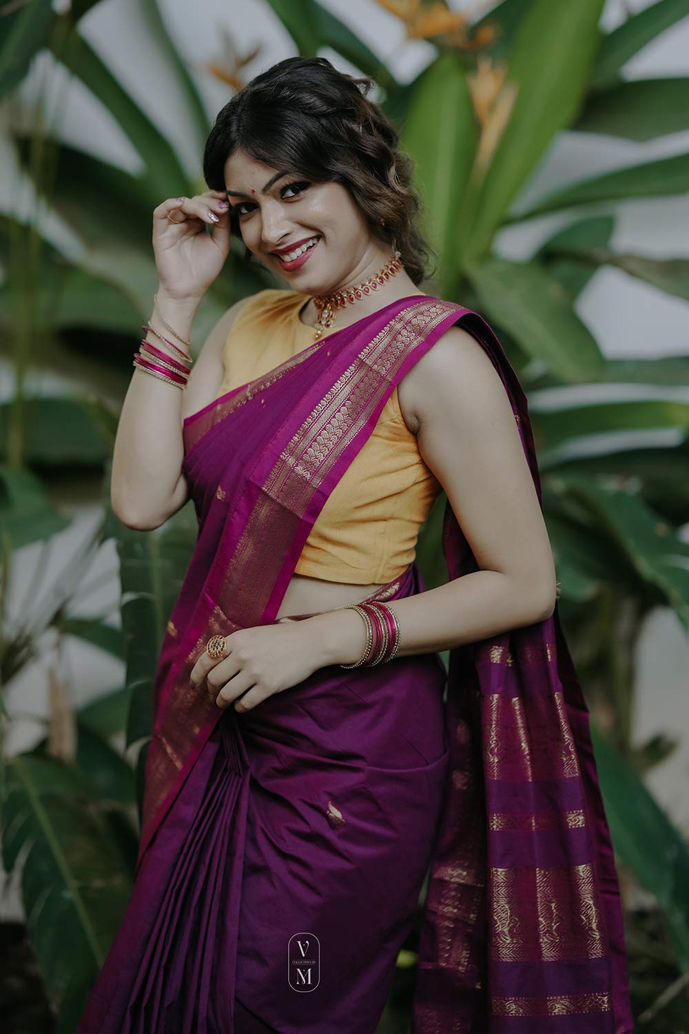 Gadwal Handloom Kalyani Cotton Purple Saree