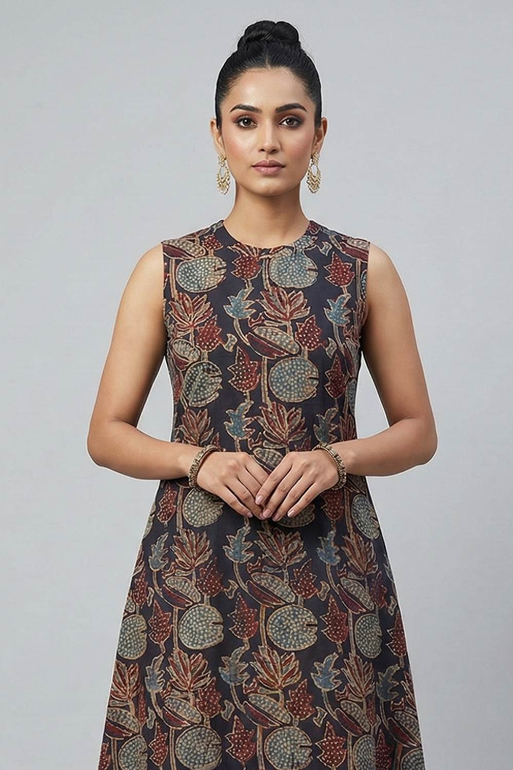 Black A Line Lotus & Leaf Print Co-ord Set