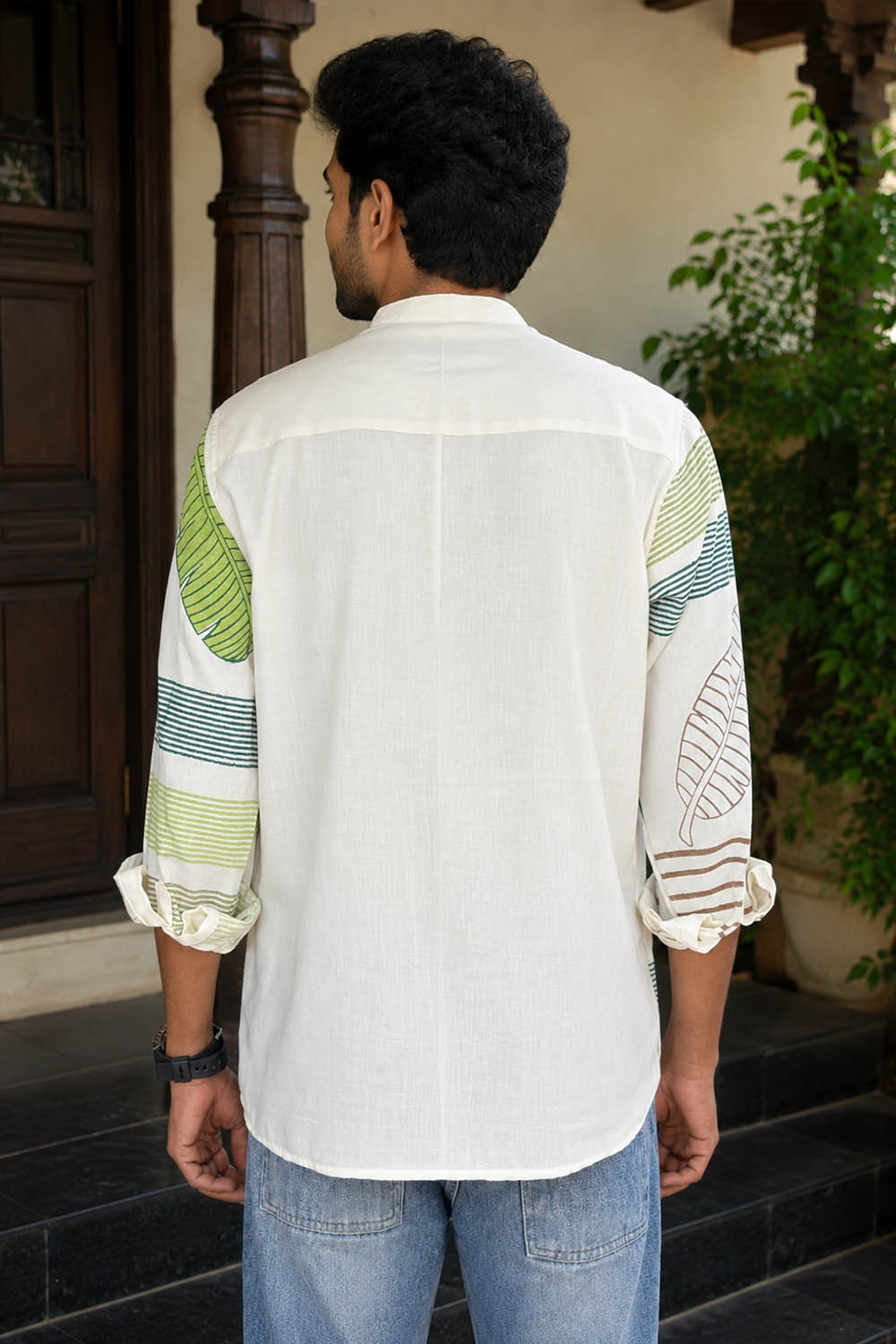 Offwhite Full Sleeve with Banana Leaf Print