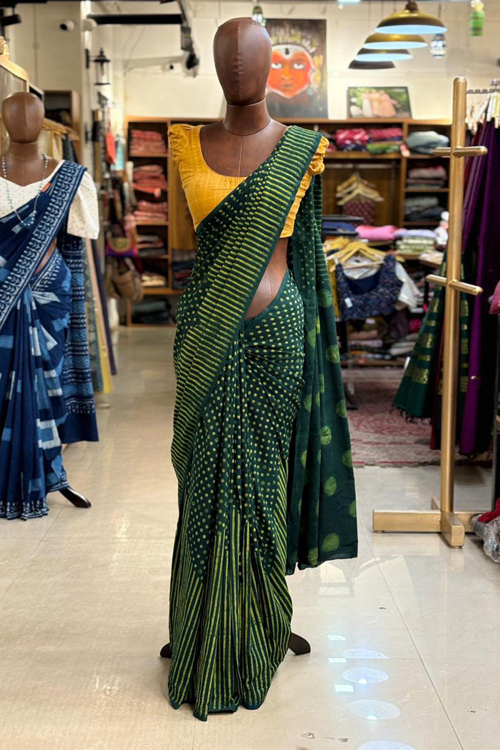 Green Mulcotton Saree