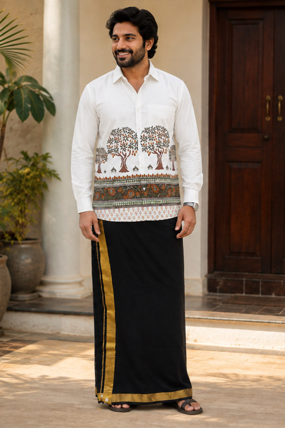 Black Dhothi with Golden Kara
