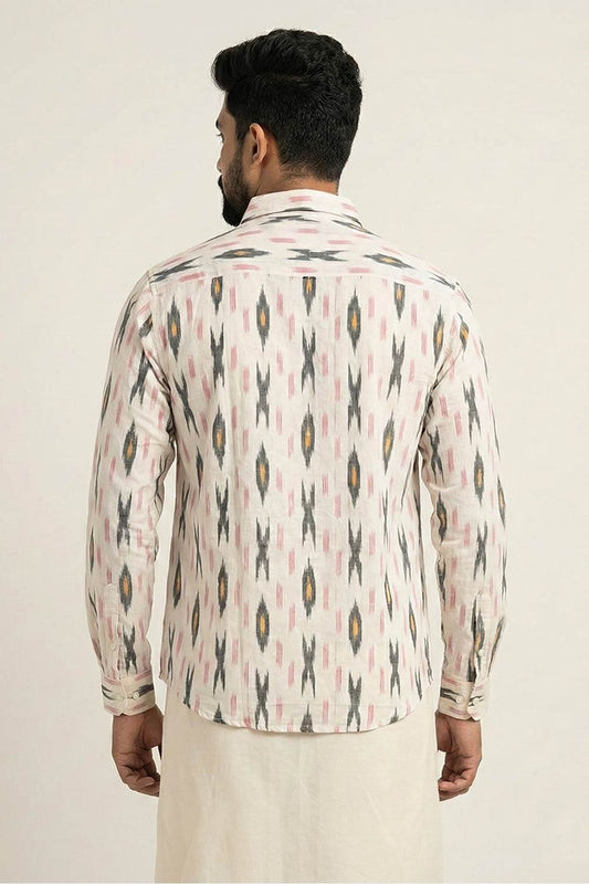 White Ikat Full Sleeve Shirt