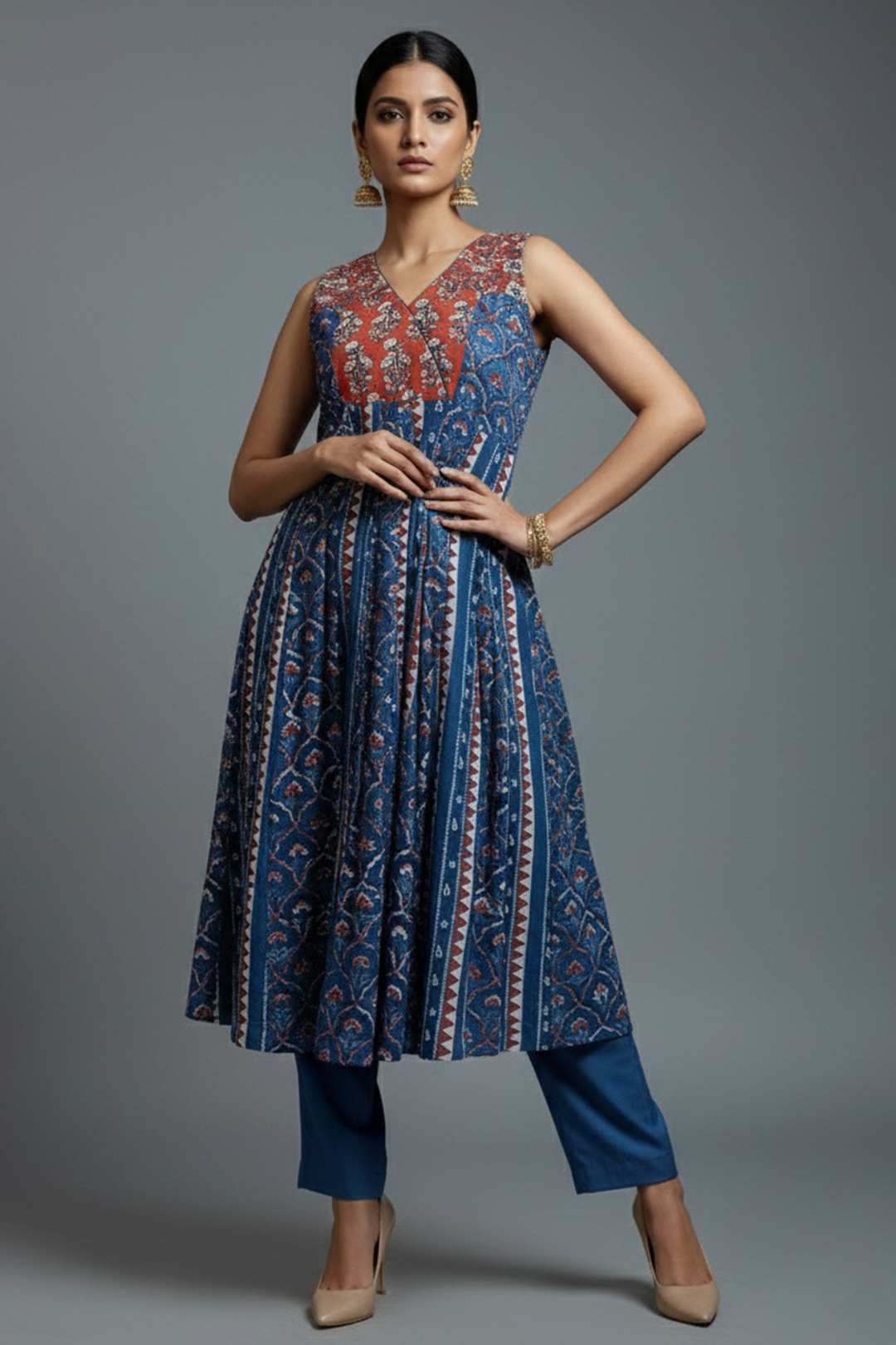 Jahota Hand Block Printed Cotton Anarkali