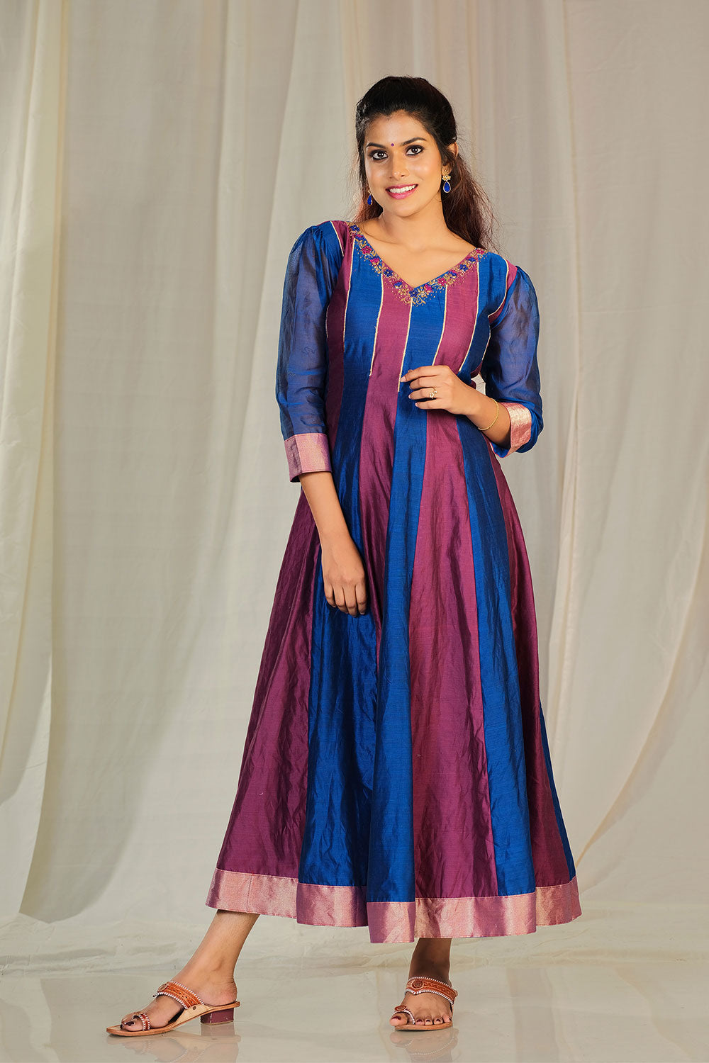 Purple & Blue Maheshwari Anarkali