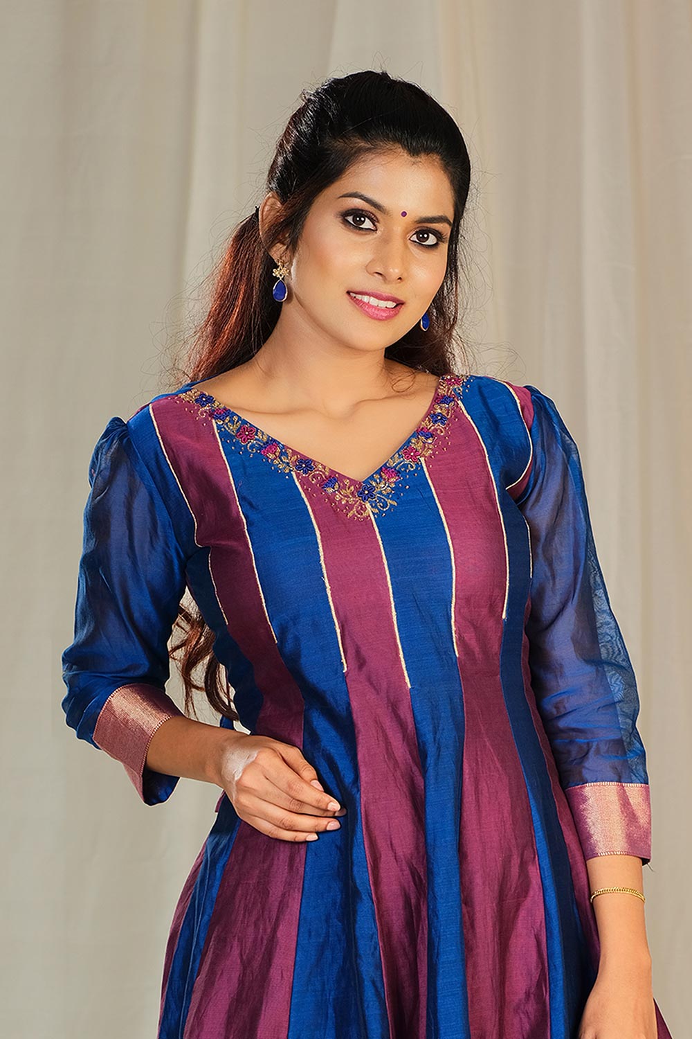 Purple & Blue Maheshwari Anarkali