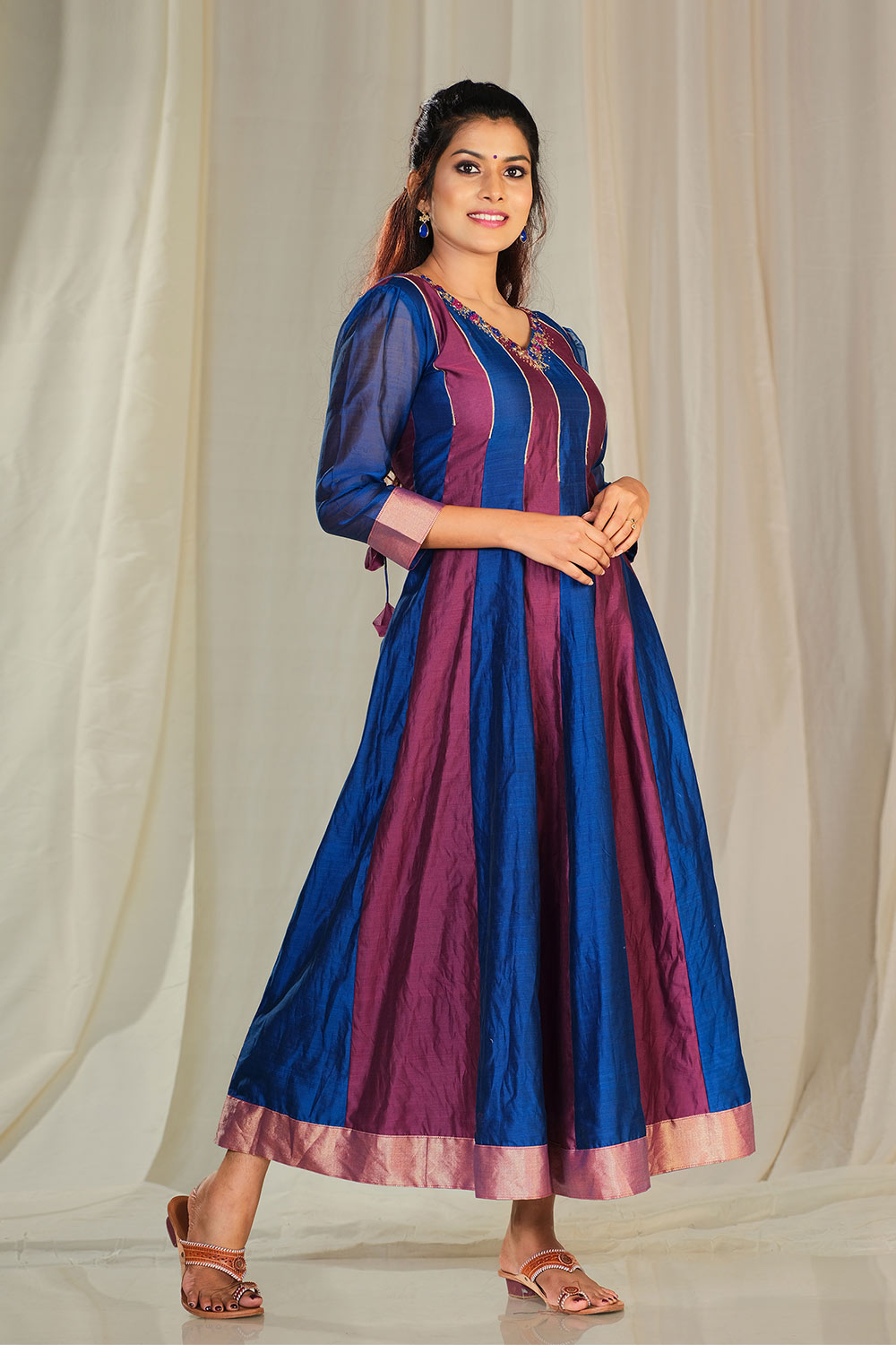 Purple & Blue Maheshwari Anarkali