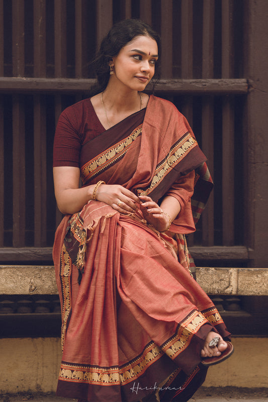 Narayana Pet Sandalwood Cotton Saree