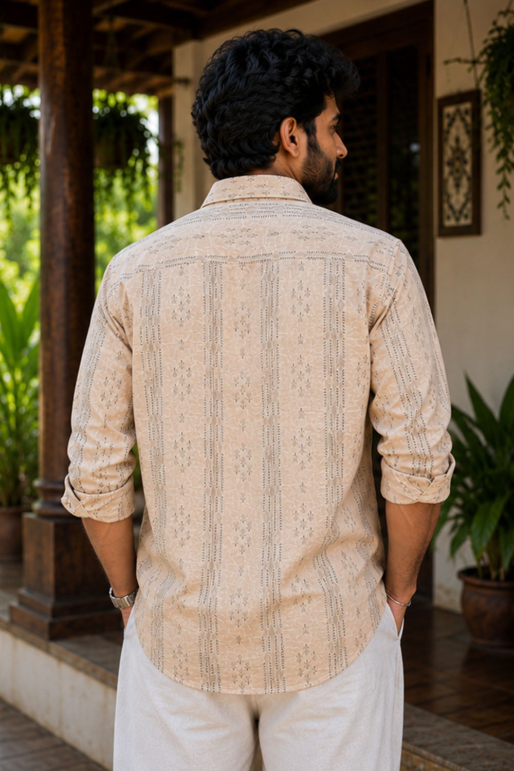 Beige Shirt with Arrow Motif