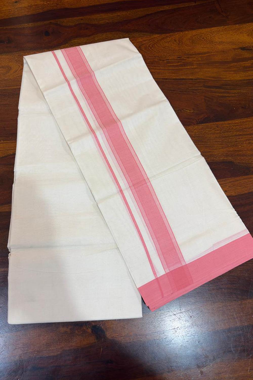 Offwhite & Pink Line Dhothi