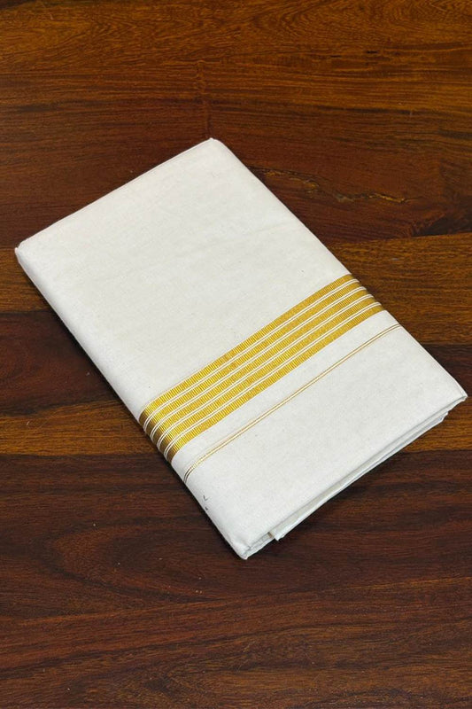 Offwhite Thick & Thin Gold Line Dhothi