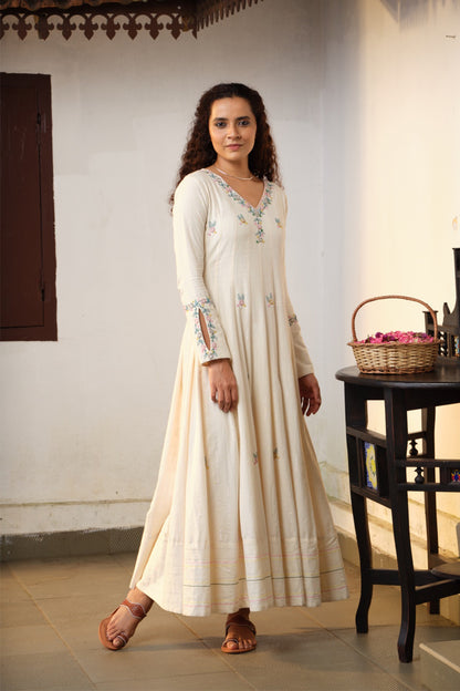 Off-White Anarkali with Embellishment