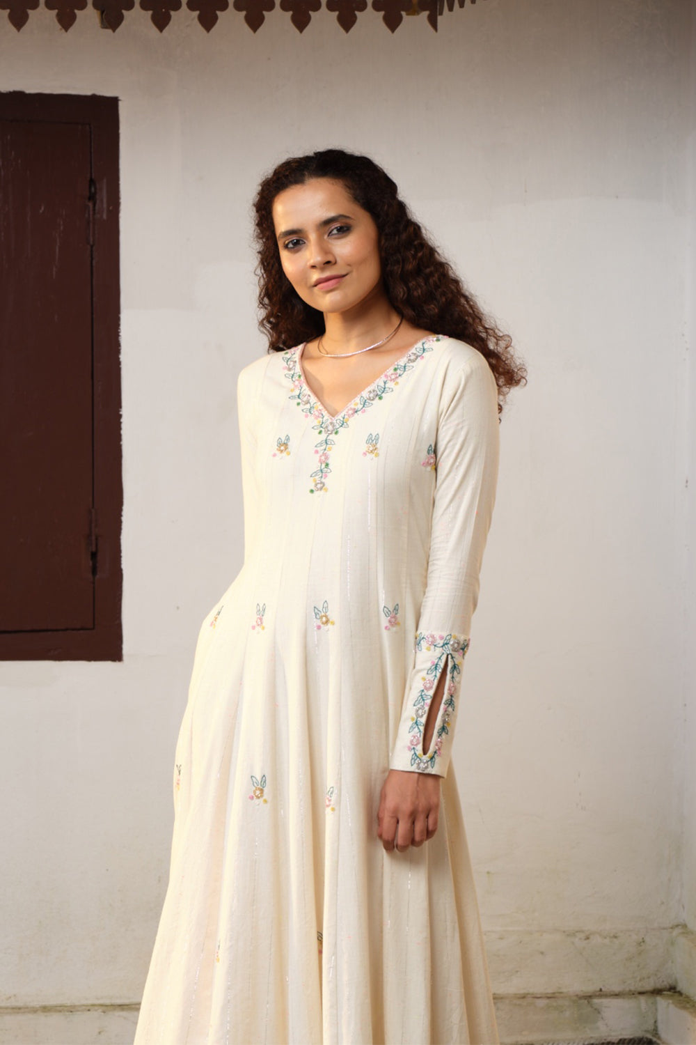 Off-White Anarkali with Embellishment