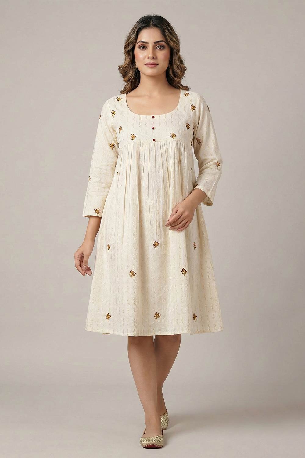 Offwhite Zig Zag Lurex Short Kurti