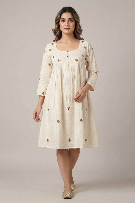 Offwhite Zig Zag Lurex Short Kurti