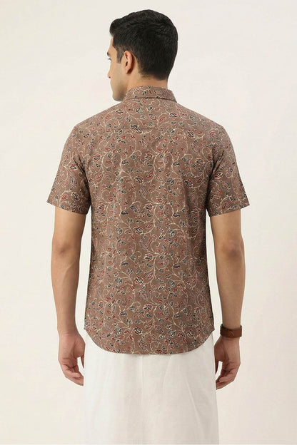 Brown Red & Black Print Shirt