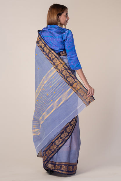 Slate Blue Chettinadu Cotton Saree