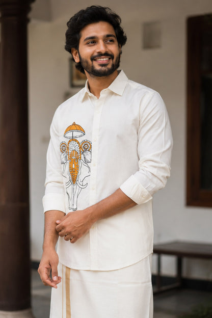 Pooram Printed Offwhite Shirt