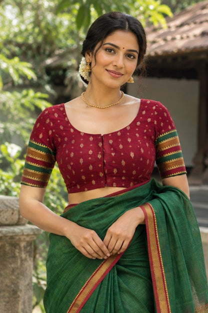 Red Blouse with Border Patch