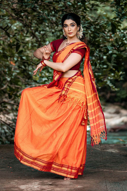 Narayanpet Orange Dhawani Set