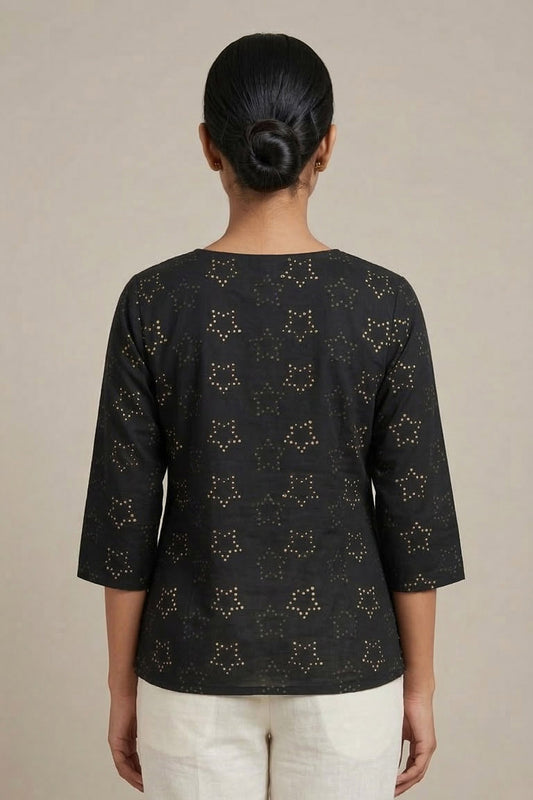 Black Short Top with Prints