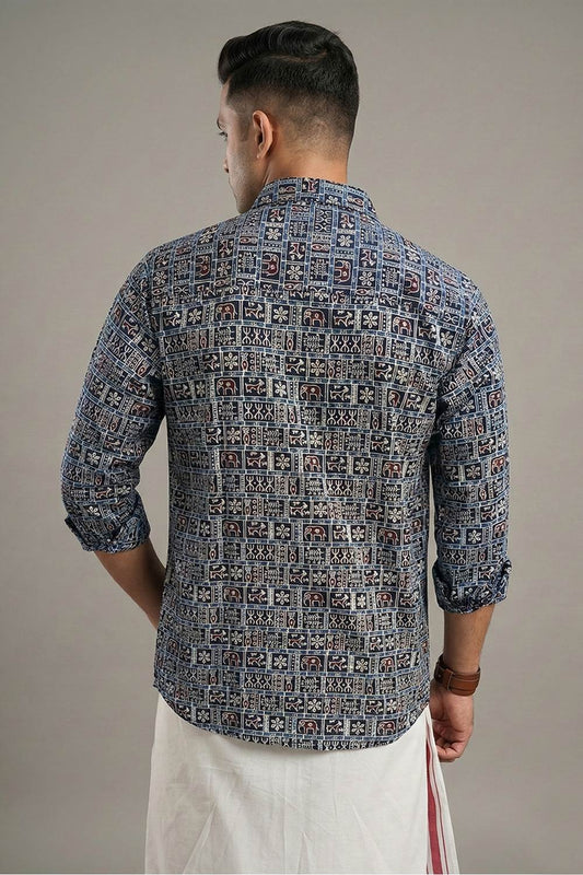 Black Goat & Elephant Print Shirt