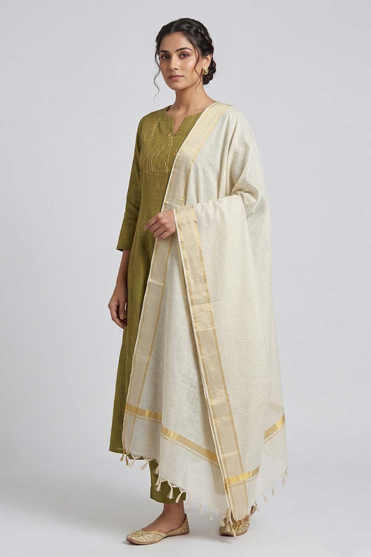 Striped Golden Dupatta