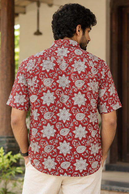Red Base Shirt with Bagru Print