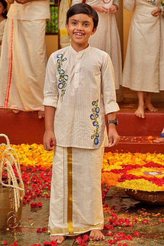 Shangupushpam Handpainted Offwhite Kurta