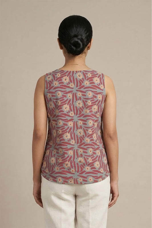 Grey & Dark Majenta Short Top