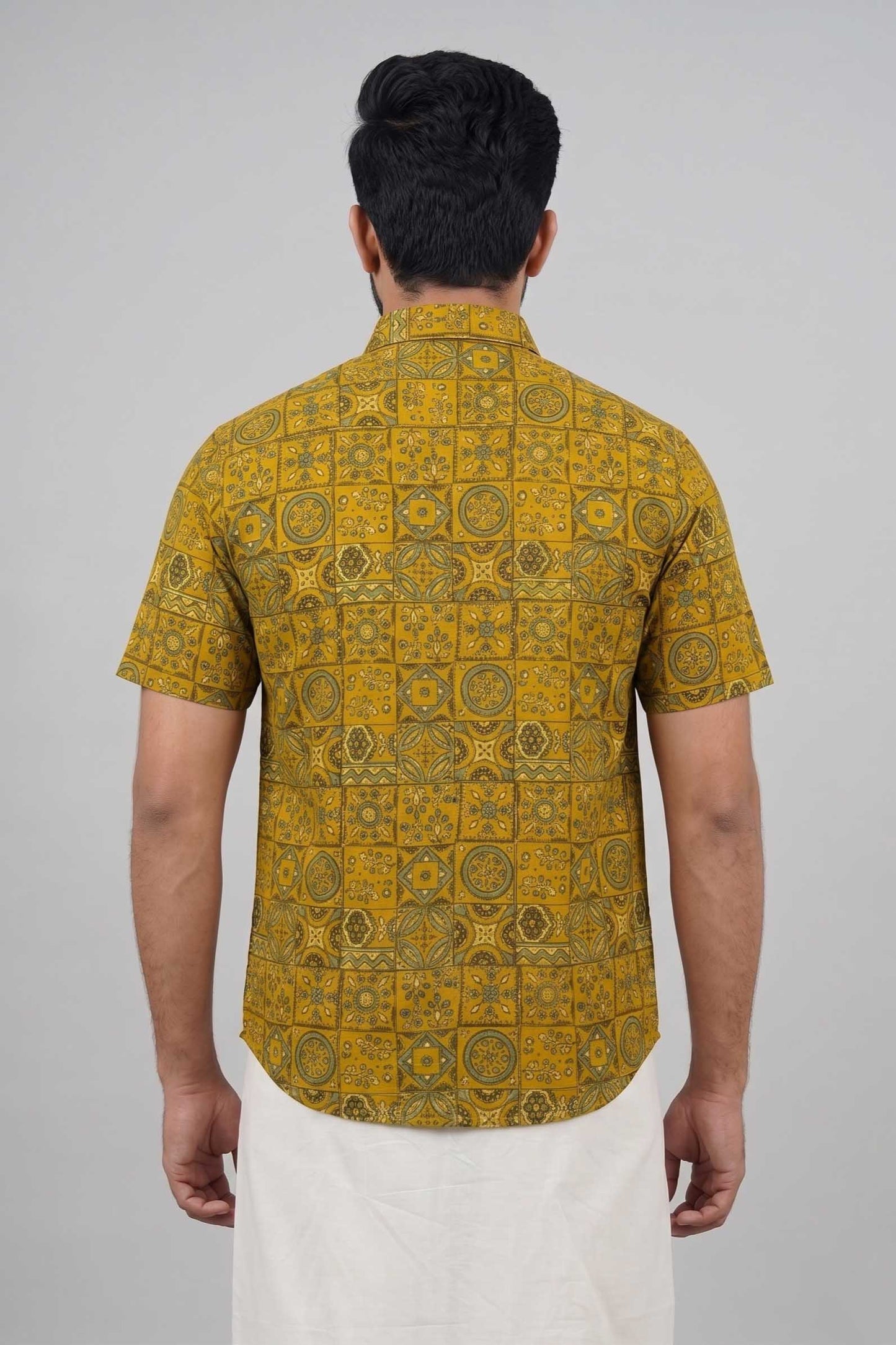Yellow Base Geometrical Printed Shirt