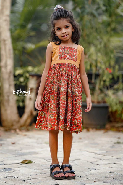 Red Kalamkari Dress Kids