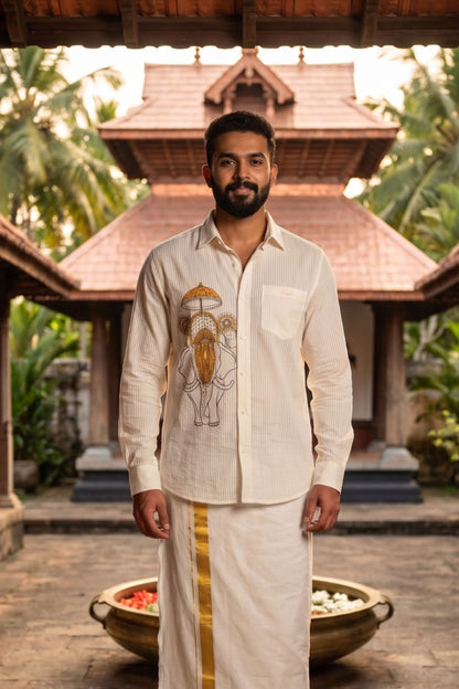 Offwhite Shirt with Thrissur Pooram Print