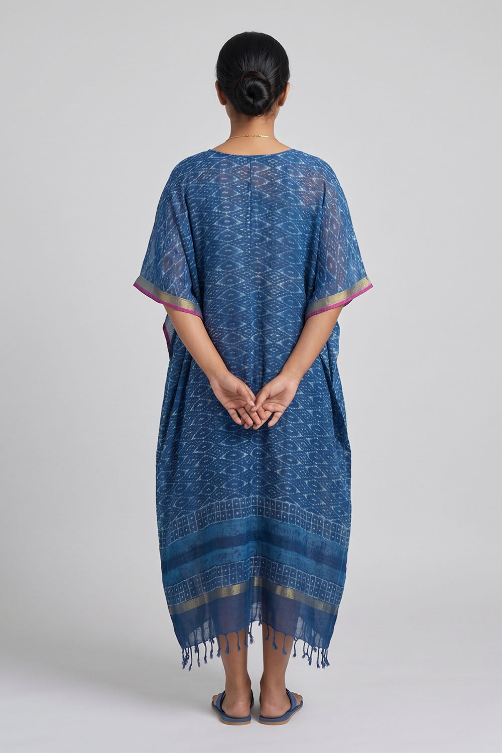 Linen Kaftan with Waves Print