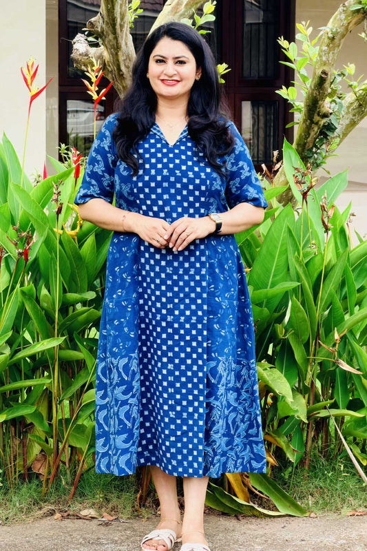 Indigo Patch A-Line Dress