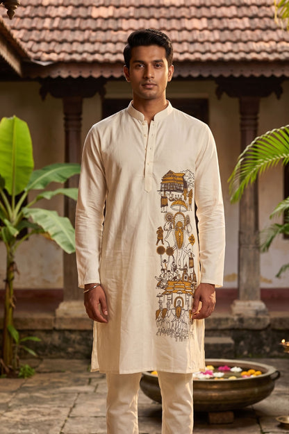 Offwhite Kurta with Thrissur Pooram Print