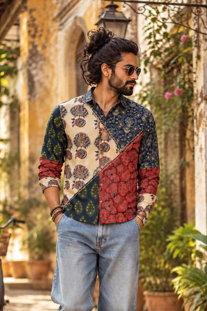 Asymmetrical patch shirt