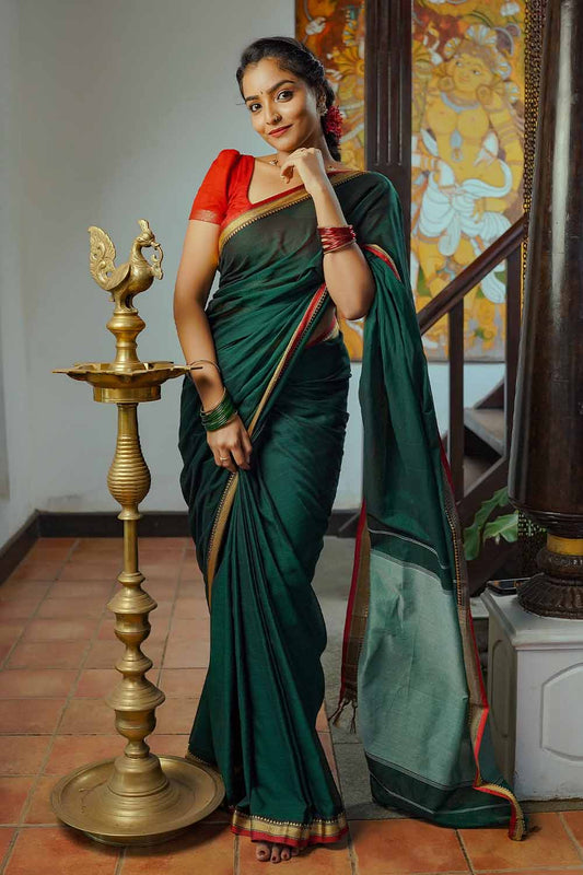 Green Smallogomi Broder Narayanpett Saree