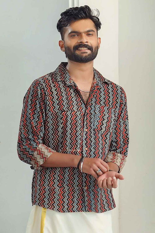 Black Zigzag Full Sleeve Shirt