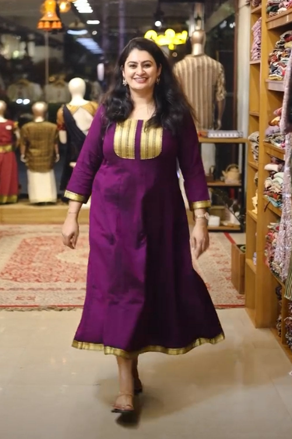 Purple Small Gomi Border Anarkali